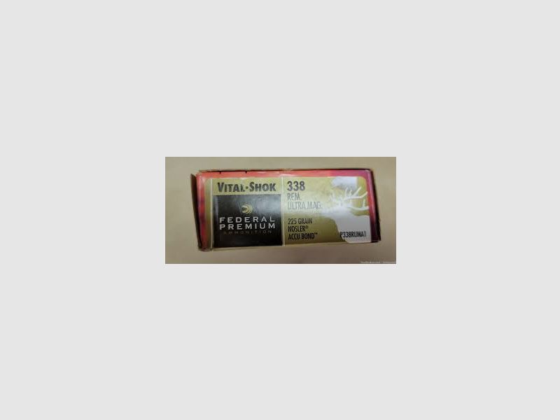Büchsenpatronen Federal Premium Vital Shok Nosler Accu Bond .338 REM Ultra Mag. 225gr. !!!