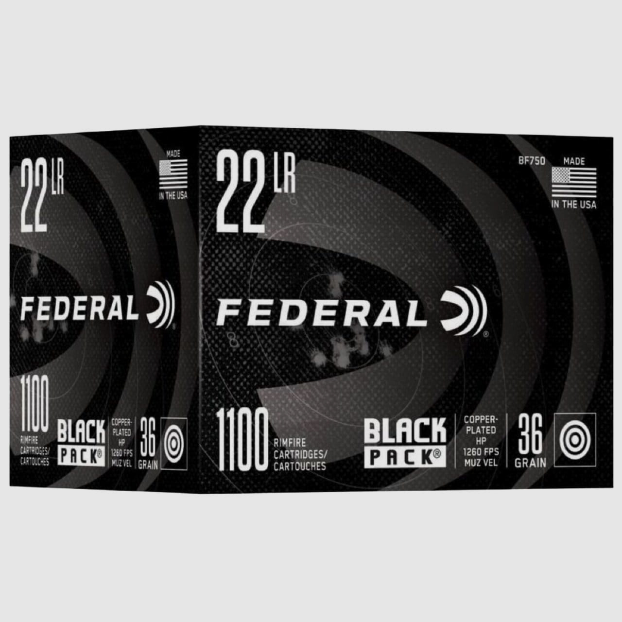 FEDERAL .22 LR Black Pack 36GR LEAD HP 1100 St.
