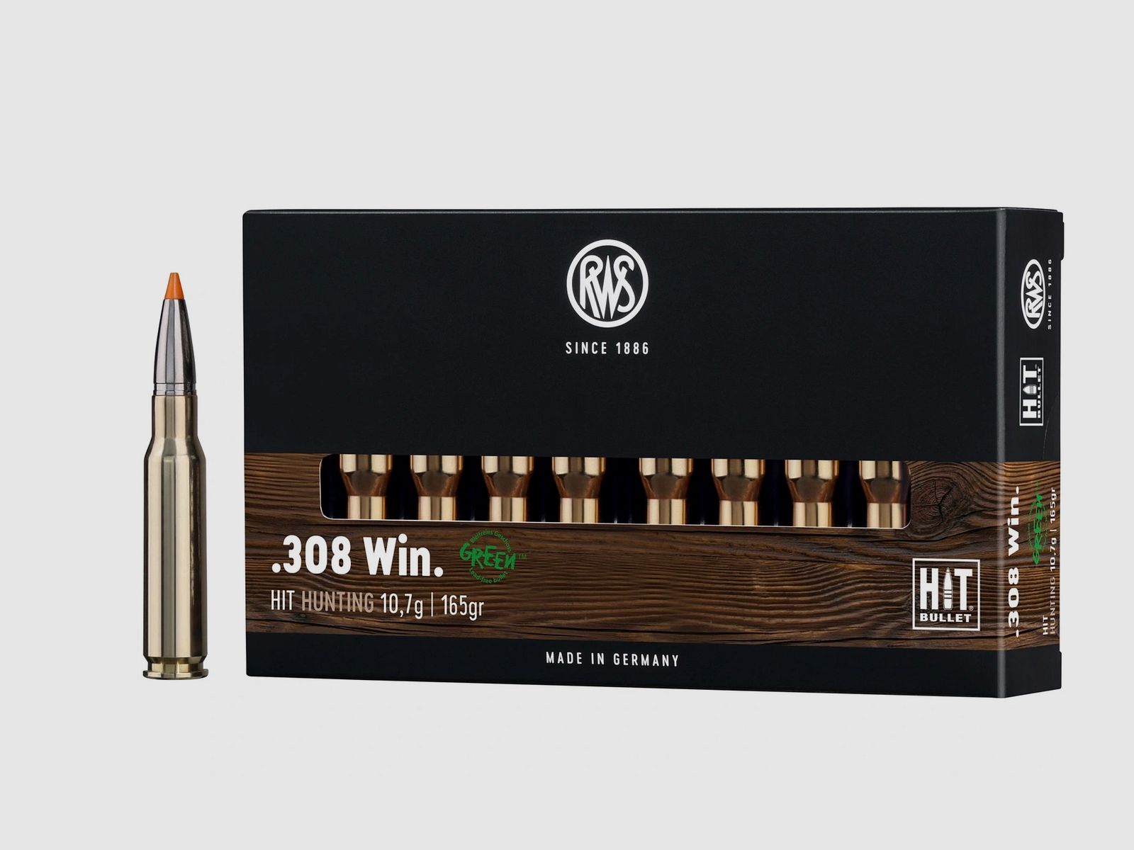 RWS 2318845 cartridges .308 Win. HIT 10.7g 165grs. Lead-free