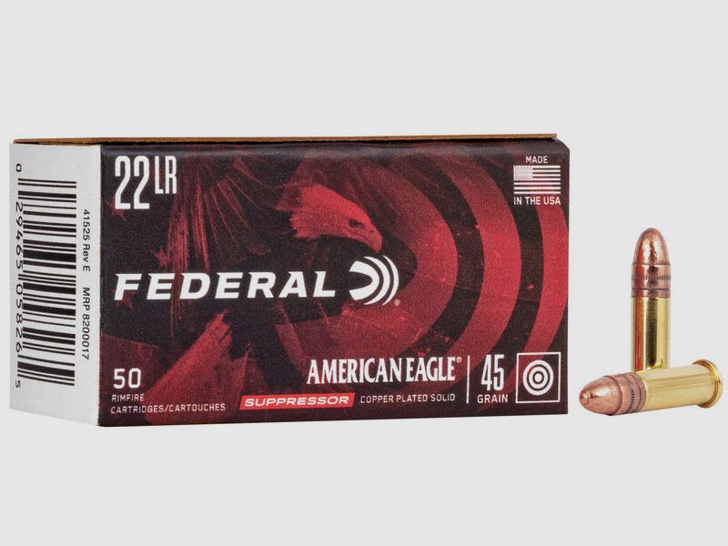 Federal American Eagle Suppressor .22 LR 45GR CPRN 50 cartouches