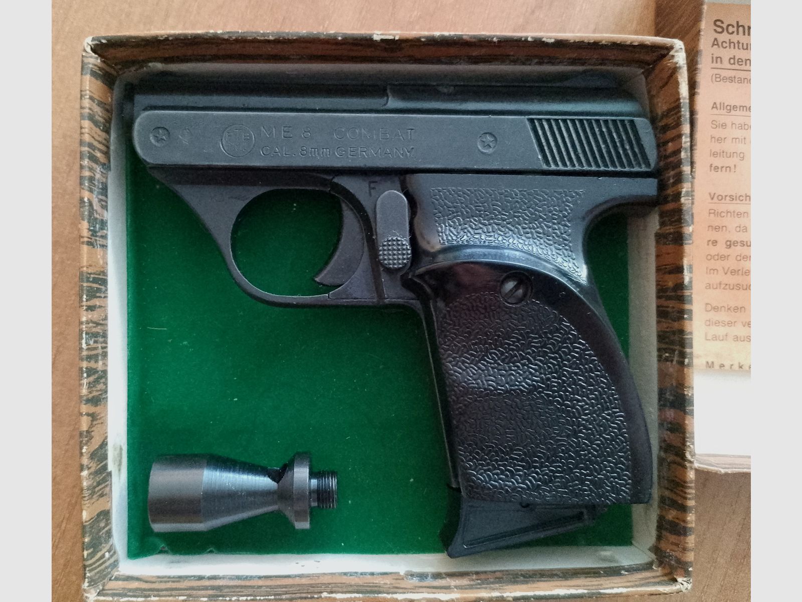 Rare ME 8 Combat in 8 mm blank in PTB 176/2 with packaging!