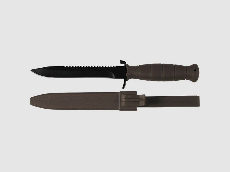 ÖBH Kampfmesser / Feldmesser 16,5/29cm MIT SÄGERÜCKEN - Glock - Nachbau - Schwarz / Oliv mit Scheide