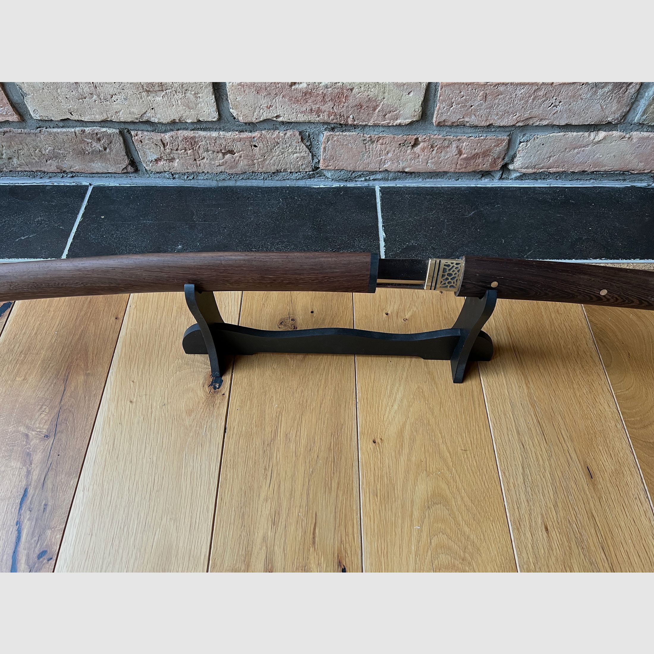 Wakizashi with wooden sheath and wooden handle