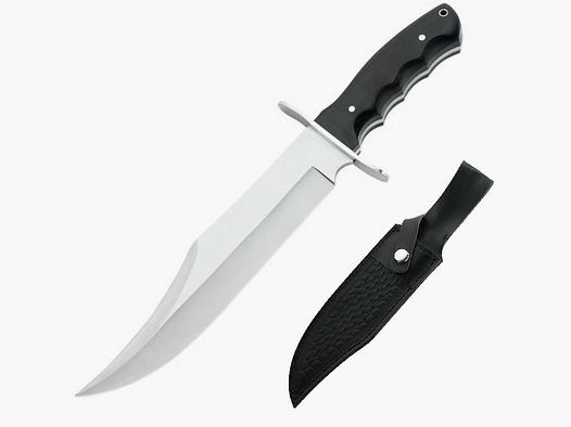 Bowie-Messer mit großer 25cm Klinge Griff aus Pakkaholz inkl. Lederscheide