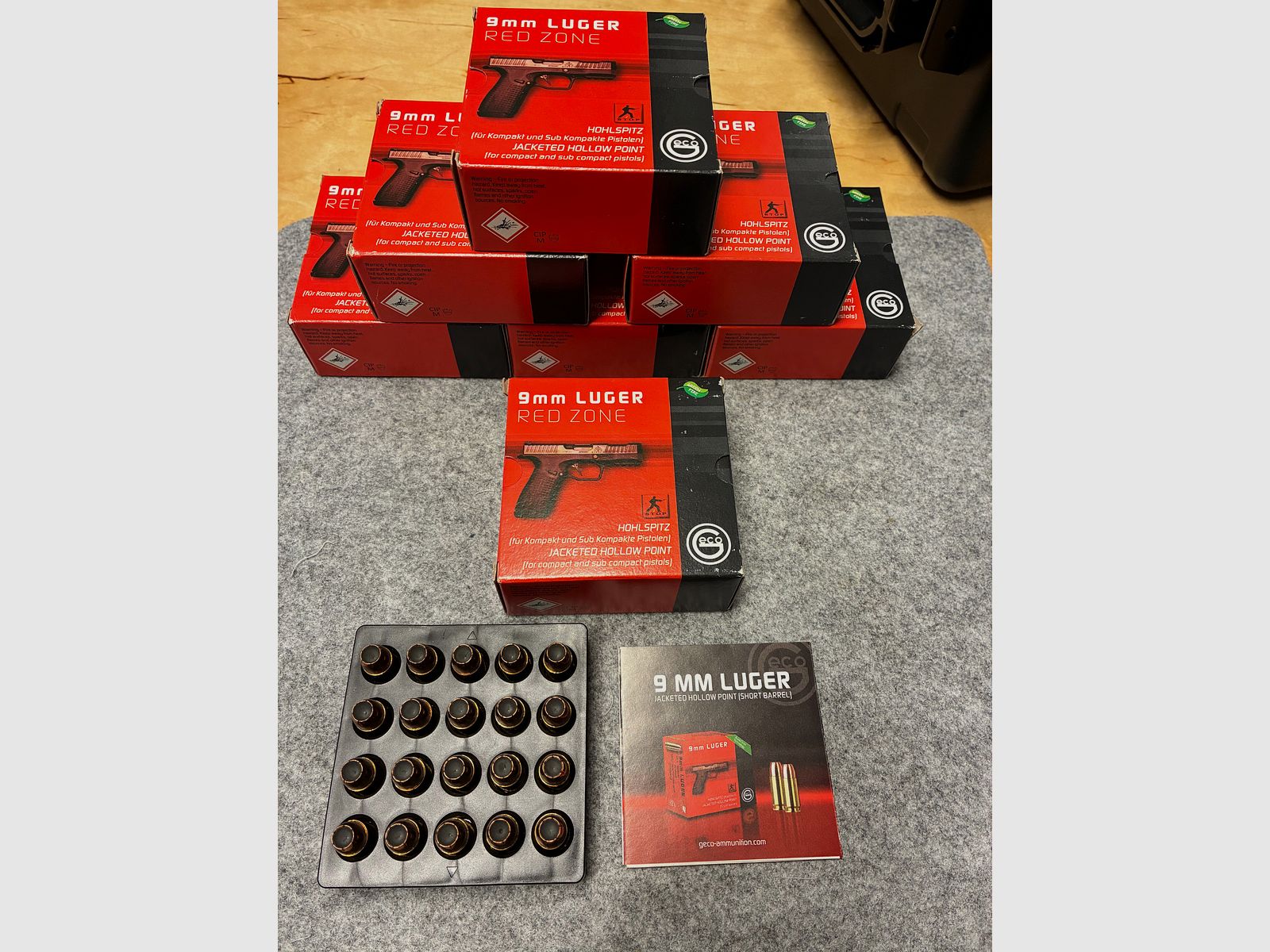 Geco 9mm Luger Red Zone 8,0 g Holhlspitz 124 gr jackated hollow point Fangschuss 124