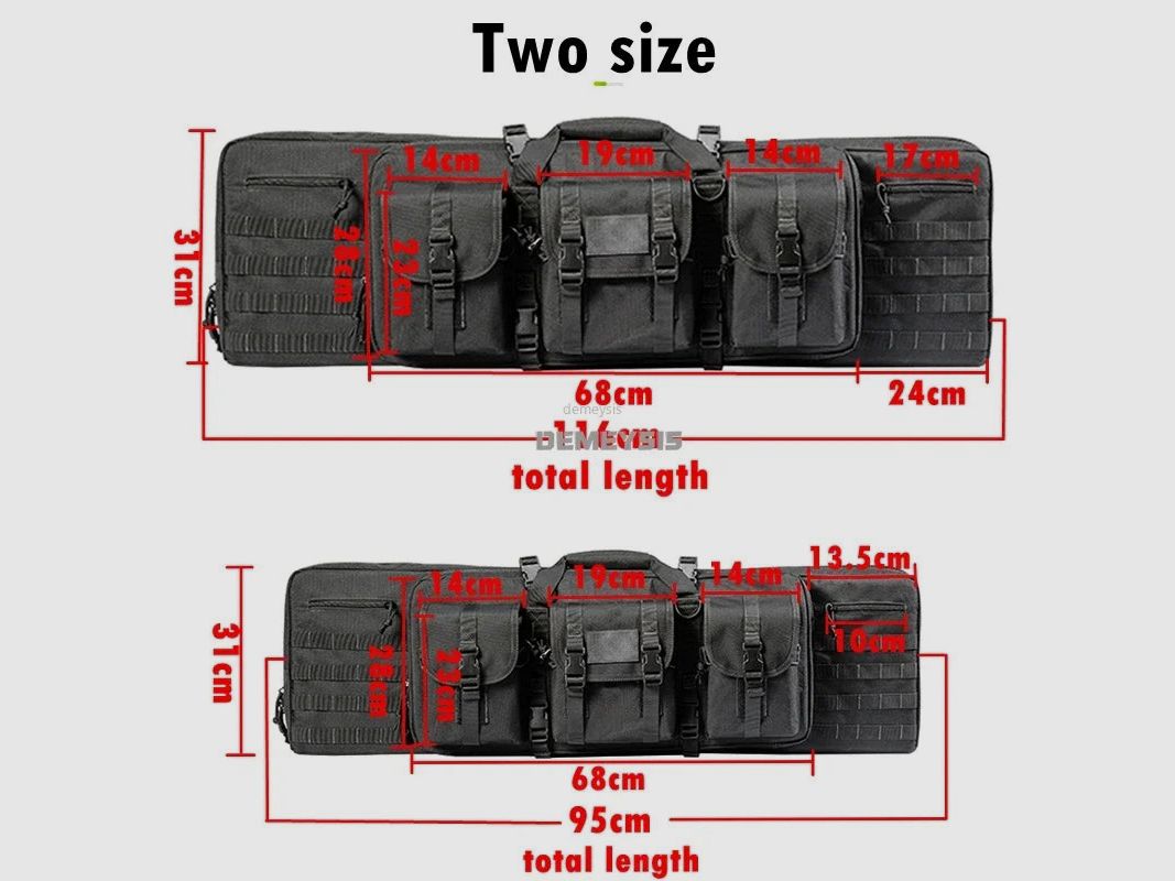 Taktische MOLLE-Waffentasche für 2 Gewehre – 600D Oxford – Rucksack & Tasche – 95 cm / 116 cm – Airsoft, Jagd, Schießsport