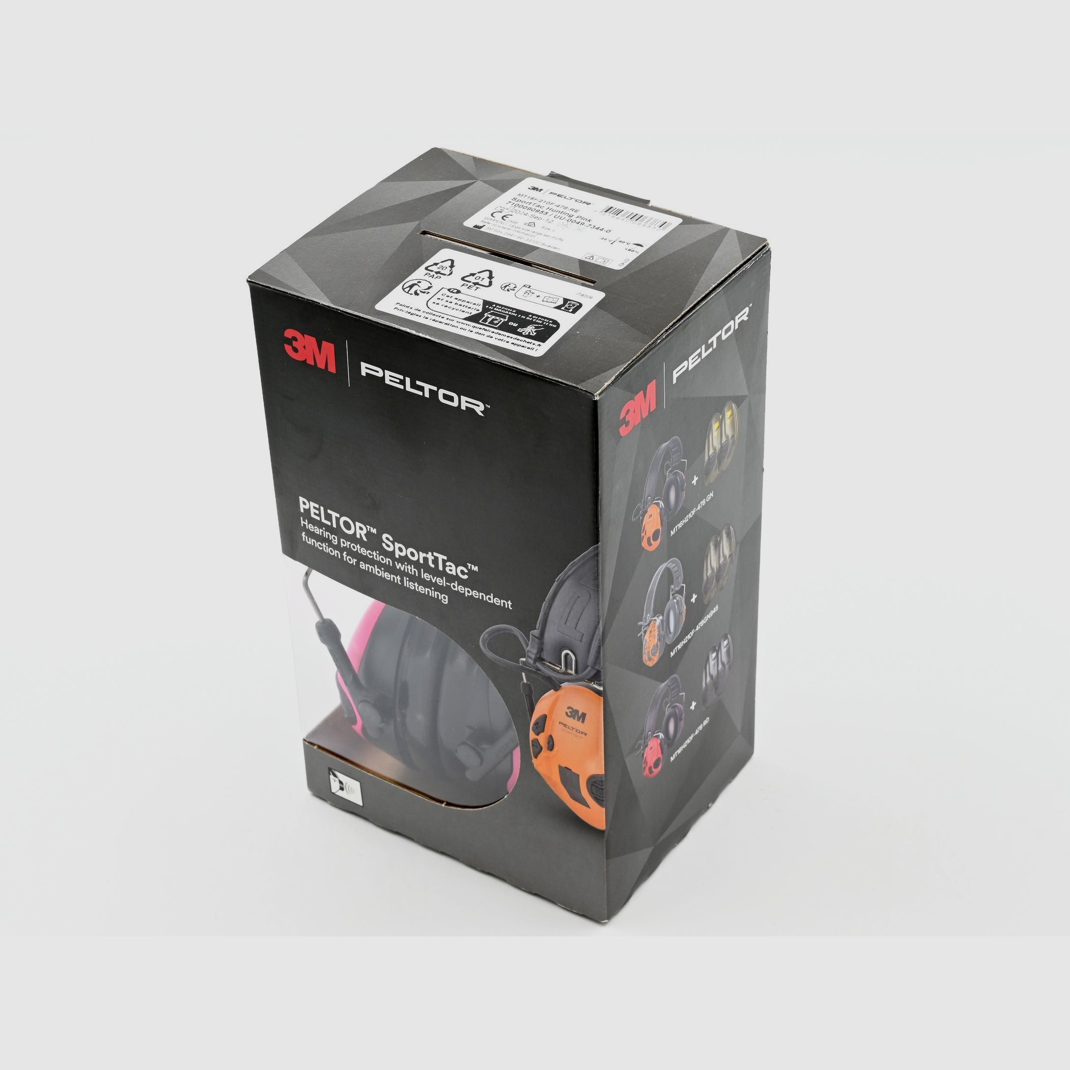 Gehörschutz Peltor 3M SportTac, Pink und Grün, SNR 26dB