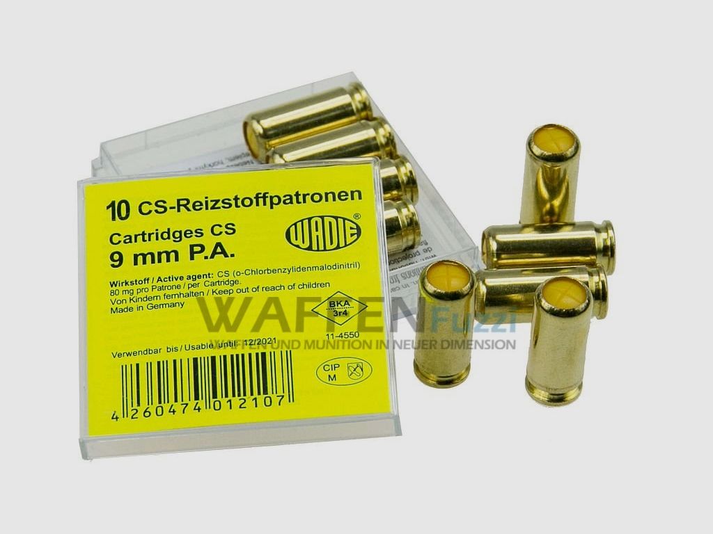 Wadie 9 mm CS cartuchos de gas para pistolas 10 disparos