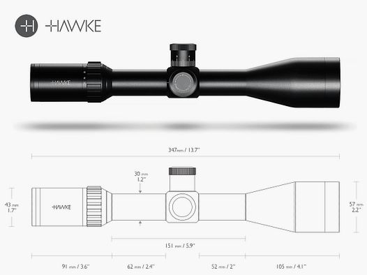 Zielfernrohr HAWKE Vantage 30 WA FFP 4-16x50 HMD IR, 30 mm Tubus, Seitenfokus, HMD Absehen beleuchtet