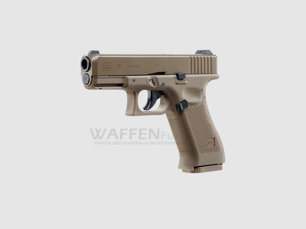 Glock 19X FDE pistola CO2 calibro 4,5mm BB in acciaio blowback