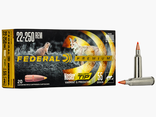 Federal Premium .22-250 Rem. 55gr. Nosler Ballistic Tip V Shock