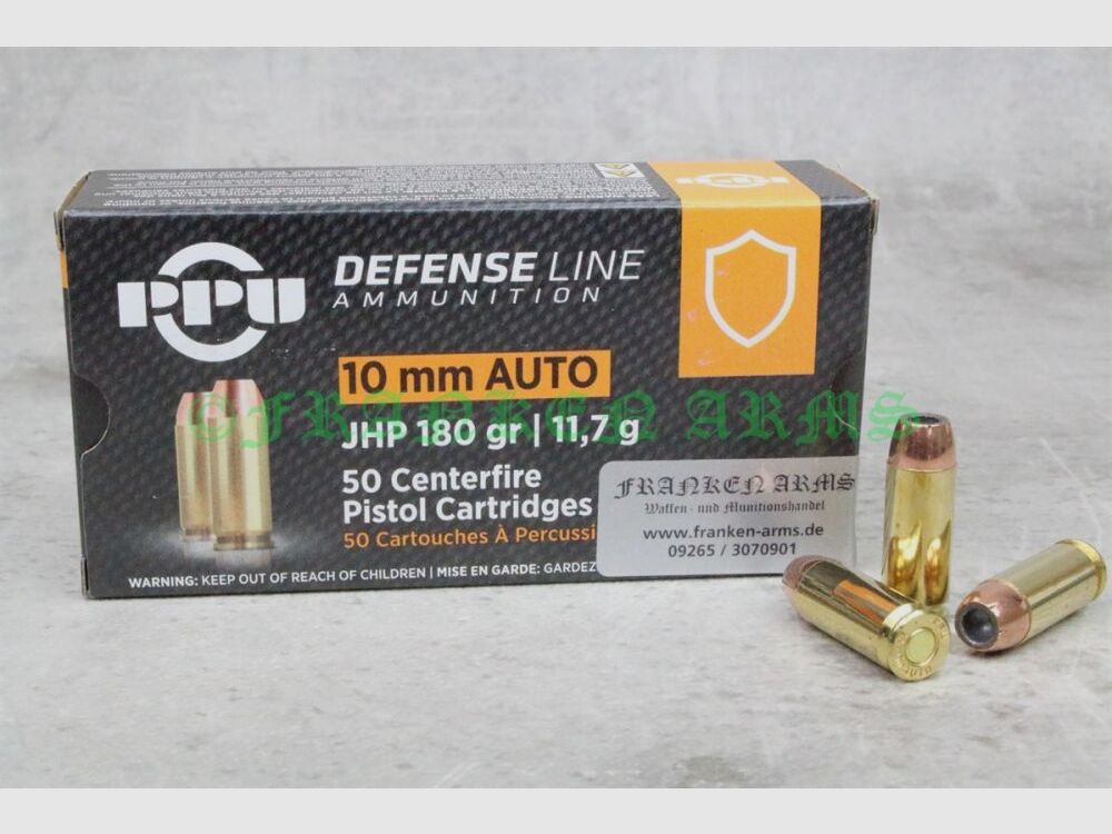PPU 10mm Auto JHP 180gr. 11.7g 50 pieces quantity discounts