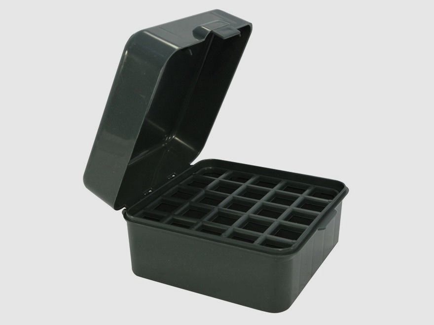 MTM Shotgun Cartridge Box S25D-11 forest green with flip lid for 25 shotgun cartridges .12 / .20