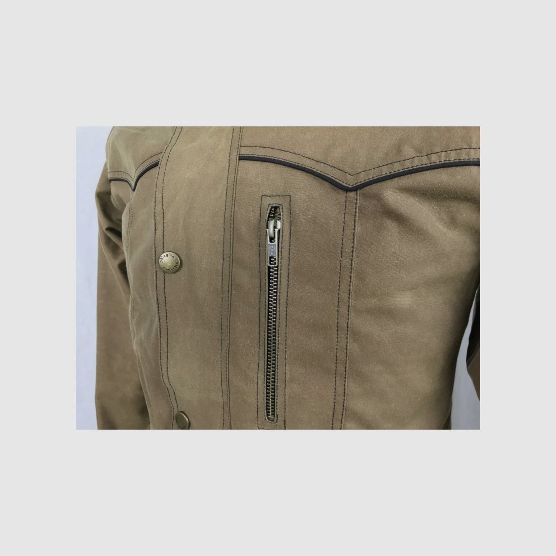 Giacca Quinta Regina Woodcock aus beige ölimprägniertem Baumwollstoff, Bild 6 von 7