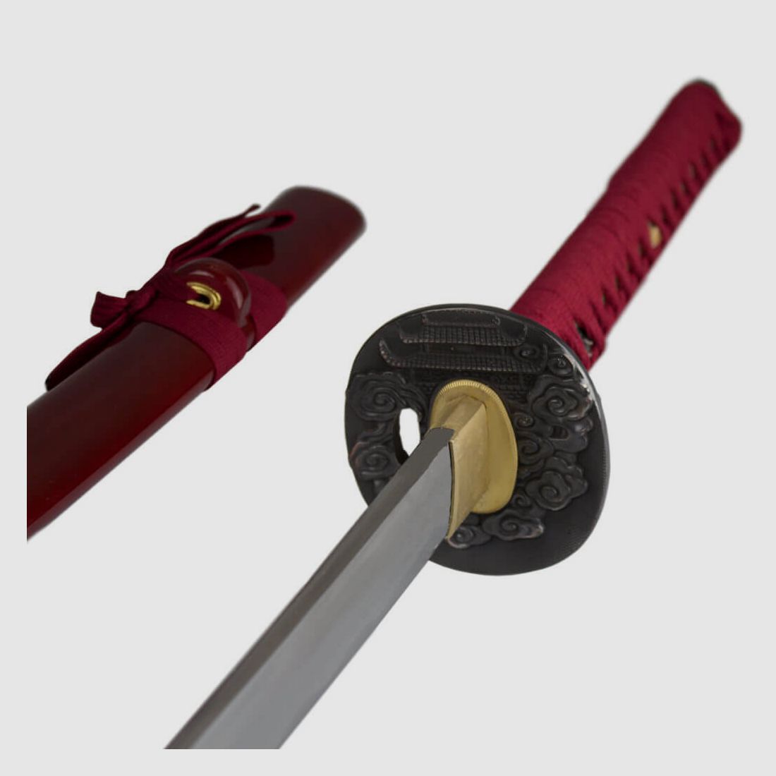 DerShogun Katana-Samuraischwert - Saya: rot - Sageo: rot