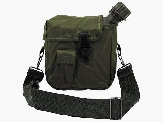 Botella de campo US rectangular 2 Qt oliva, con funda