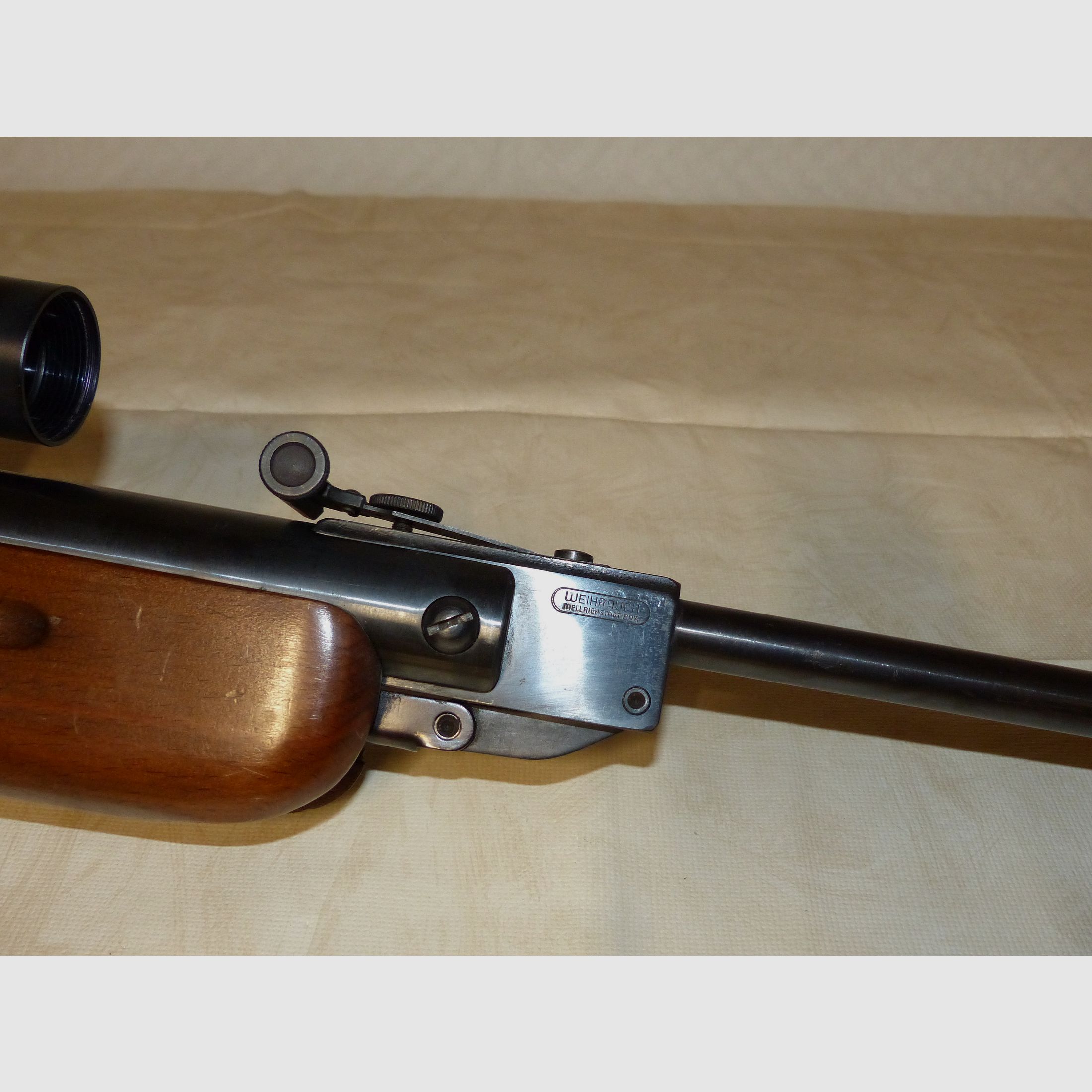 Rifle de aire comprimido Weihrauch Mod. HW 35 con F, seguro y mira telescópica vintage