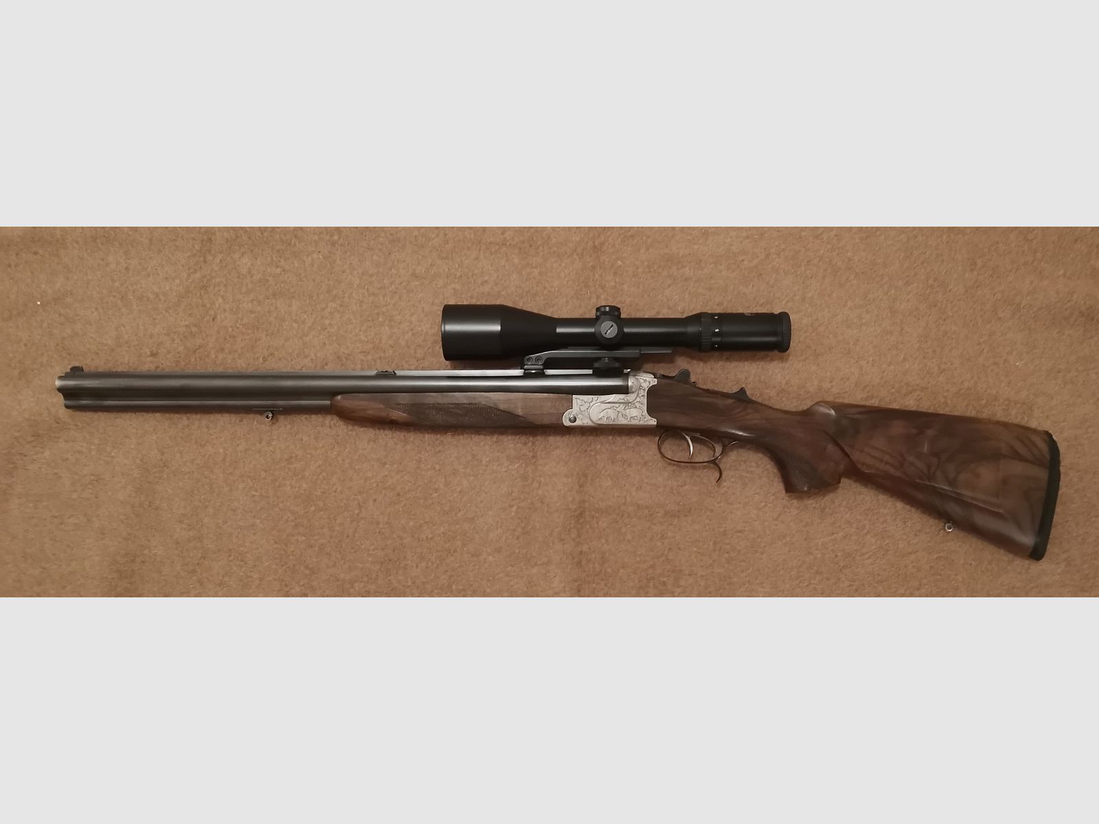 Boring Krieghoff Plus 20, 9,3 x 74R, 20/76 met EL 65, 5,6x 52R, handspanner, S&B LP 3-12 x 50