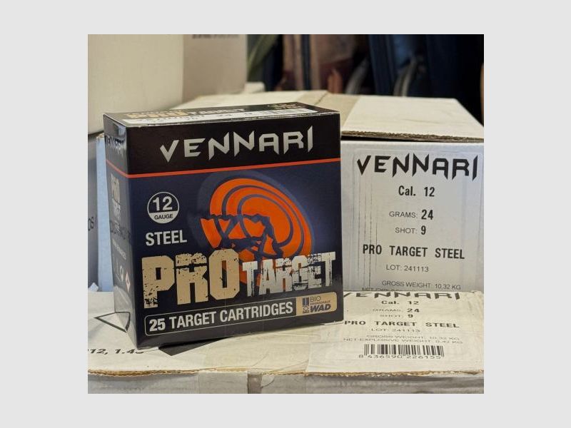 Vennari Pro Target Steel (Staal Schrotpatronen) voor Skeet Kaliber 12/70 (No. 9) 24g - SKEET STAAL