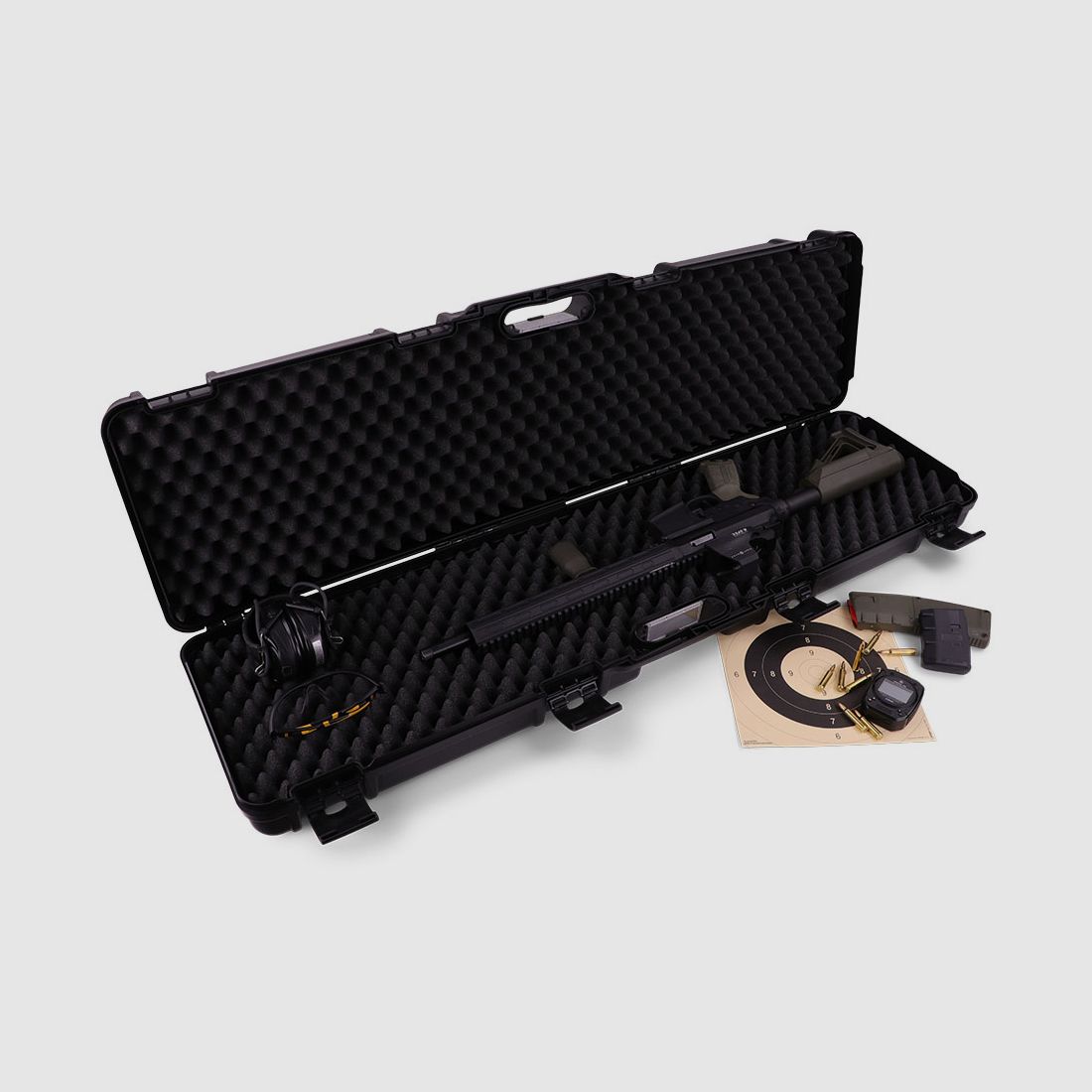 Custodia per fucile invernale W11 117 cm per 1 fucile lungo - plastica PP, 4 serrature push-pull, protuberanze (Notte)