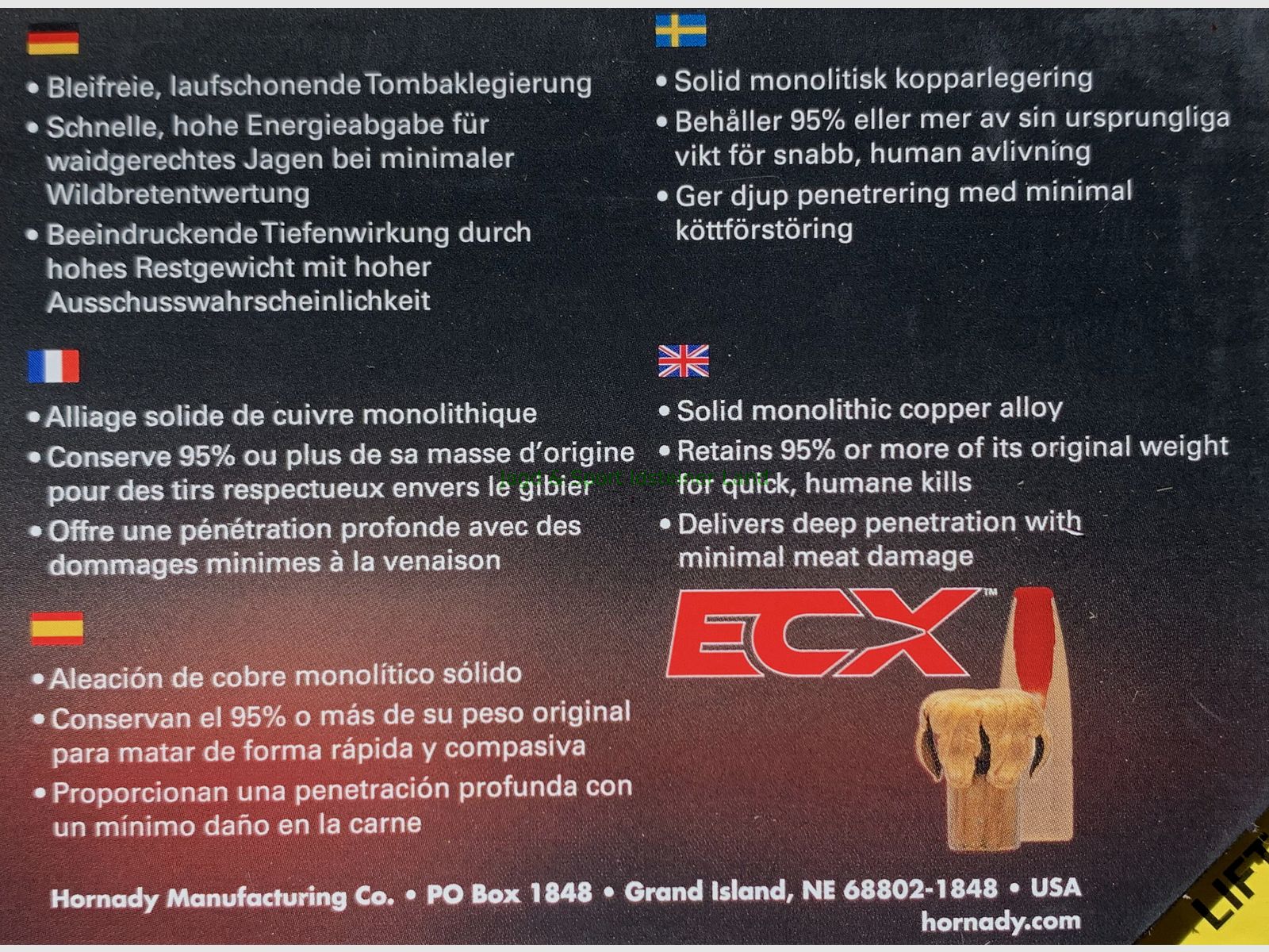 Hornady ECX - senza piombo - 165grs