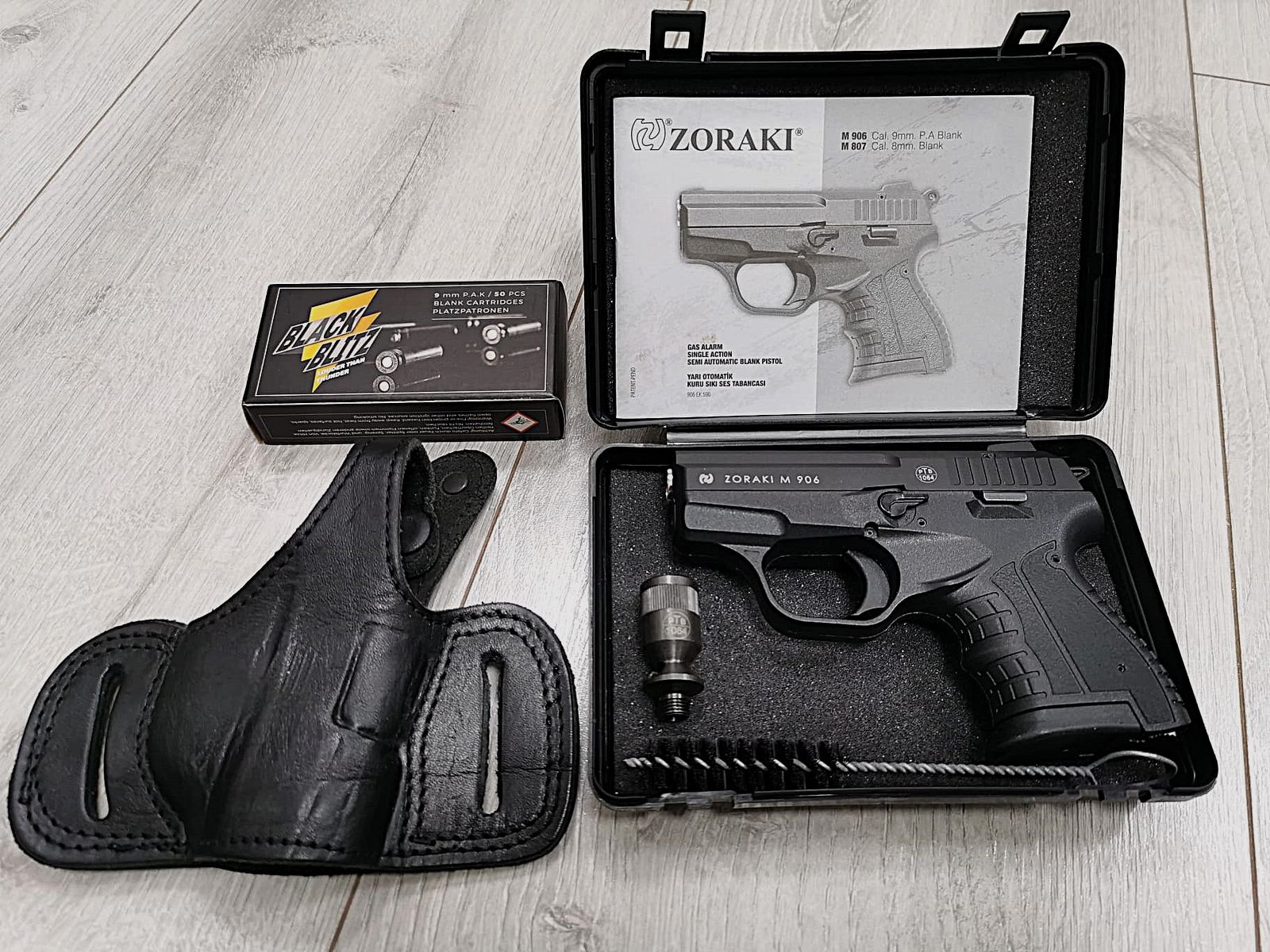 Zoraki 906 Schreckschuss Pistole 9mm Schwarz-Chrom Set Angebot. Neuware!!