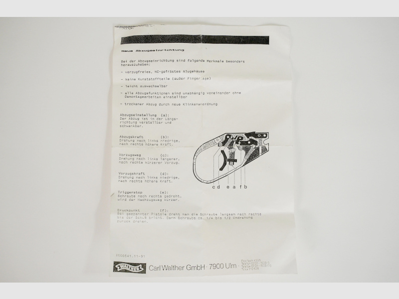 Abzug für Walther CP2 CO2 Pistole