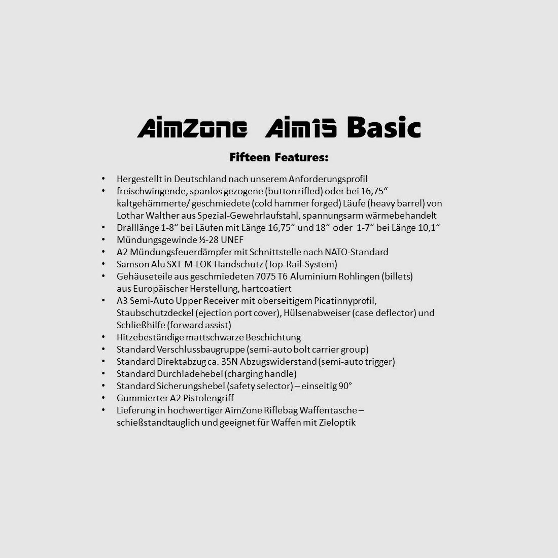 AimZone Ha.Büchse .223Rem AimZone Aim15 Basic Sporter 18L System AR-15, 18" Lauf/ M-LOK Handschutz