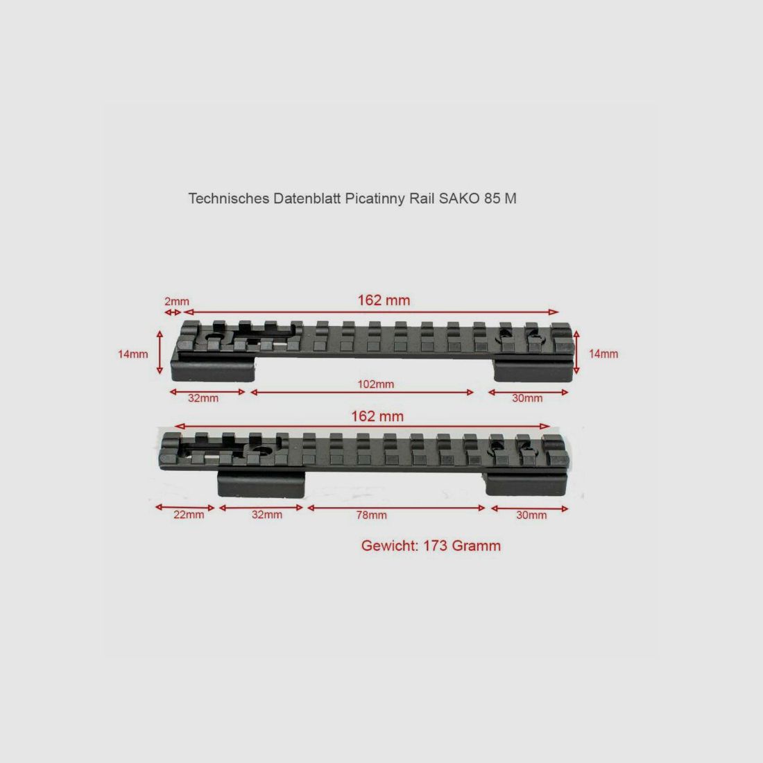 Rifle Doc Picatinny Weaver RAIL in ACCIAIO per SAKO 85, immagine 5 di 5