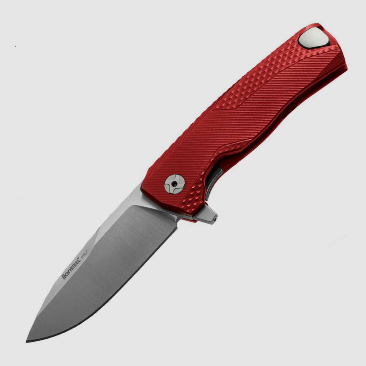 LionSteel ROK folding knife, red aluminum, satin M390 by Molletta (ROK A RS)