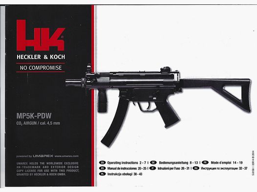TOP SET Heckler & Koch MP5 K-PDW / kal. 4,5mm / Stalen BB Co2 Blowback (P18) te KOOP!