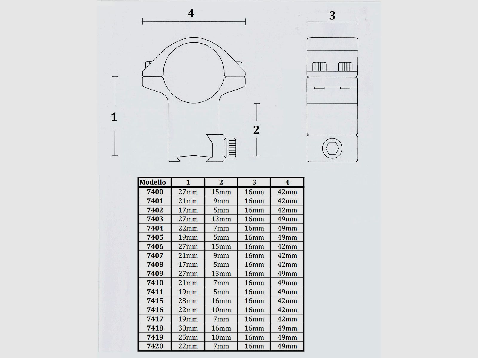 KONUS – QUICK RELEASE RINGEN VOOR PICATINNY EN WEAVER RAILS – MEDIUM Ø30MM, afbeelding 2 van 2