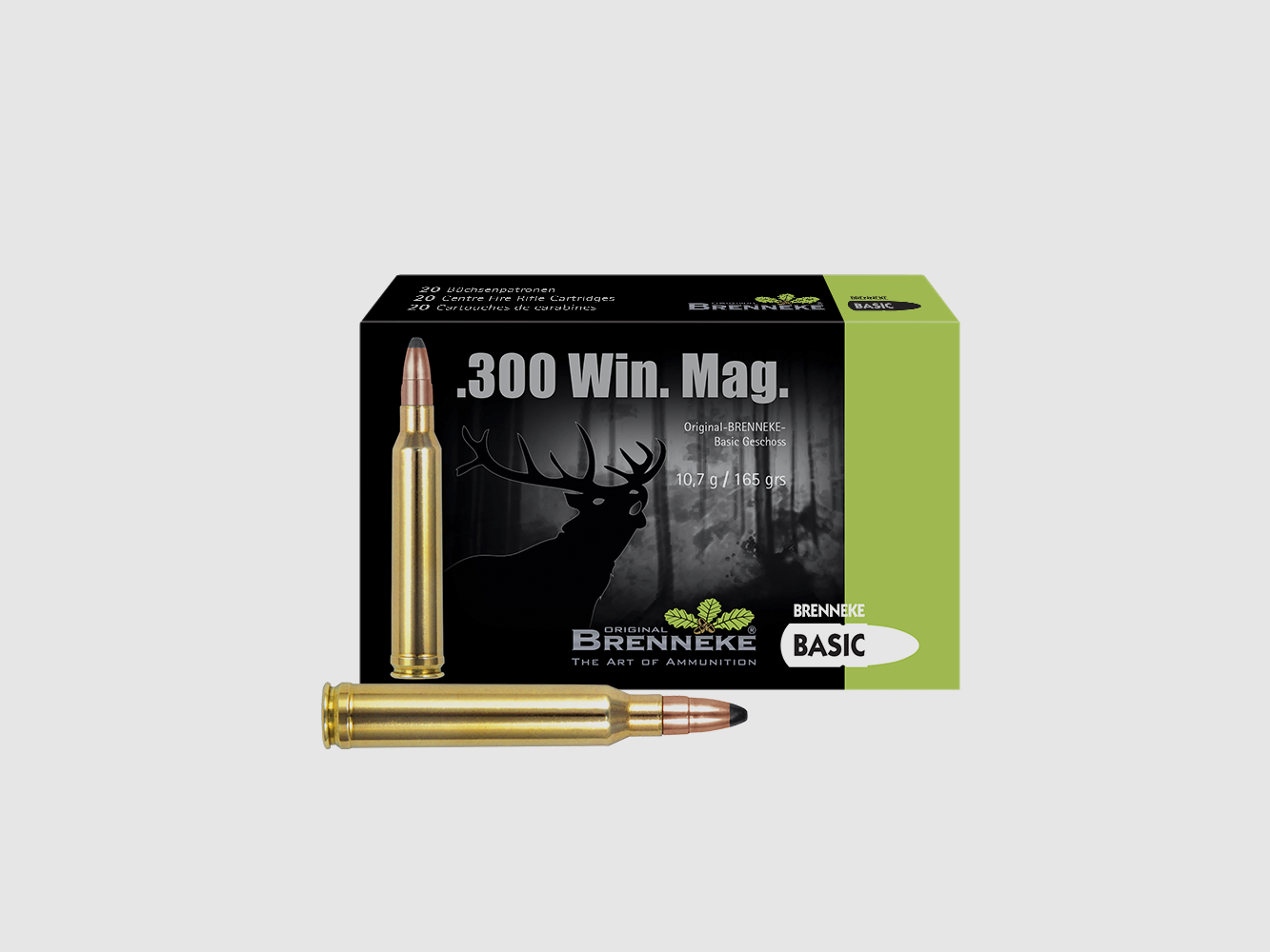 Geweerpatroon met BASIC / SOFT-POINT kogel – .300 Win. Mag., Orig. BRENNEKE Basic 10,7 g VE20