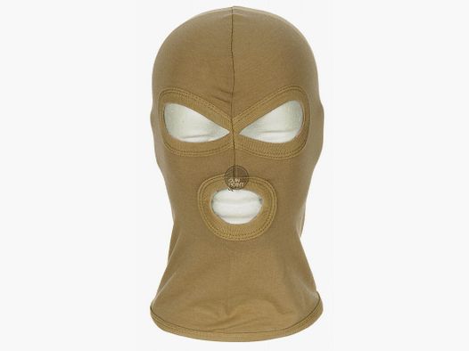 Balaclava, 3-Loch, dnn,coyote tan, 100 % Baumwolle
