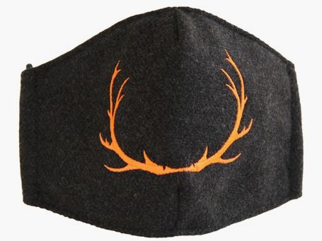 Face mask Loden - with orange deer antlers
