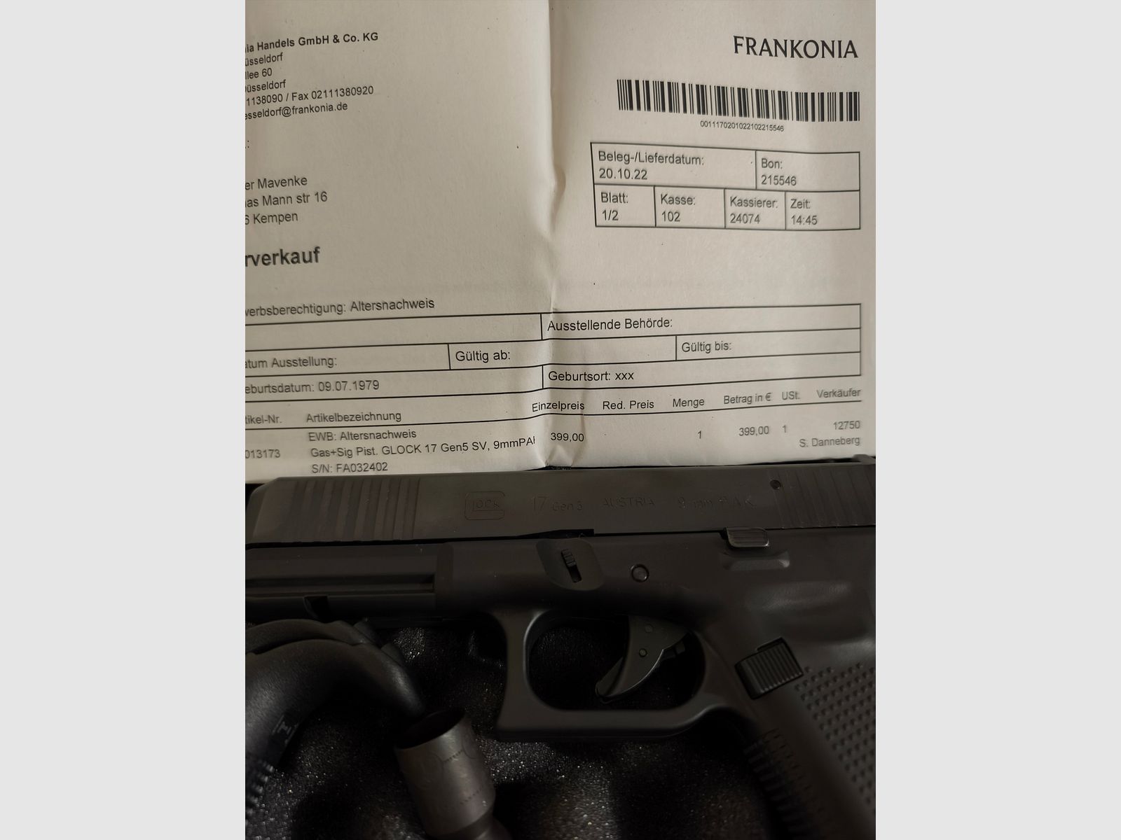 Beretta CX4storm, Glock 17 Schreckschuss