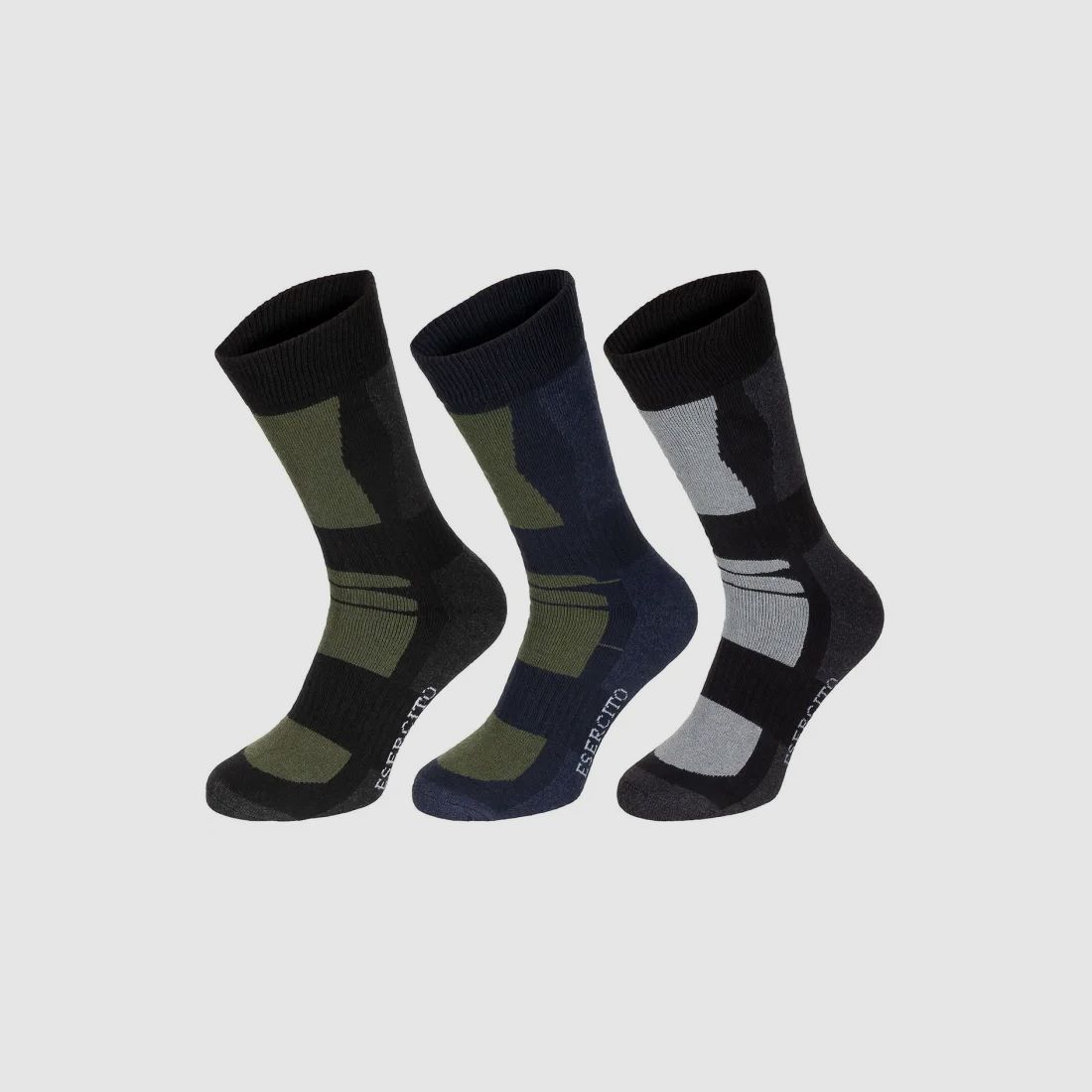 Socken, "Esercito", gestreift, halblang, 3er Pack (43-46)