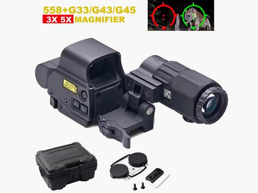 Red dot sight with foldable magnifying glass