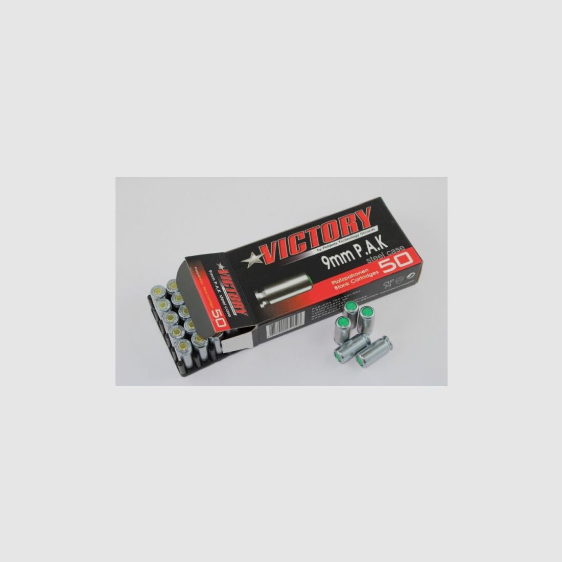Pobjeda Technology Victory Platzpatronen Kal. 9 mm P.A.K. Platzpatronen - 50 Stück