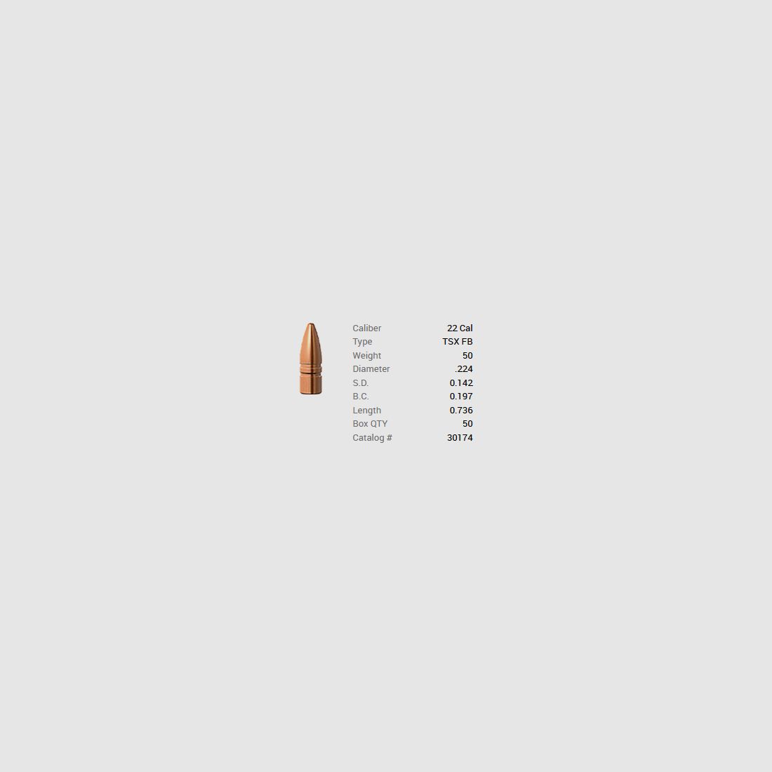Barnes Geschoss .22/.224 78GR TSX FB speziell für .224 Valkyrie 50 Stück