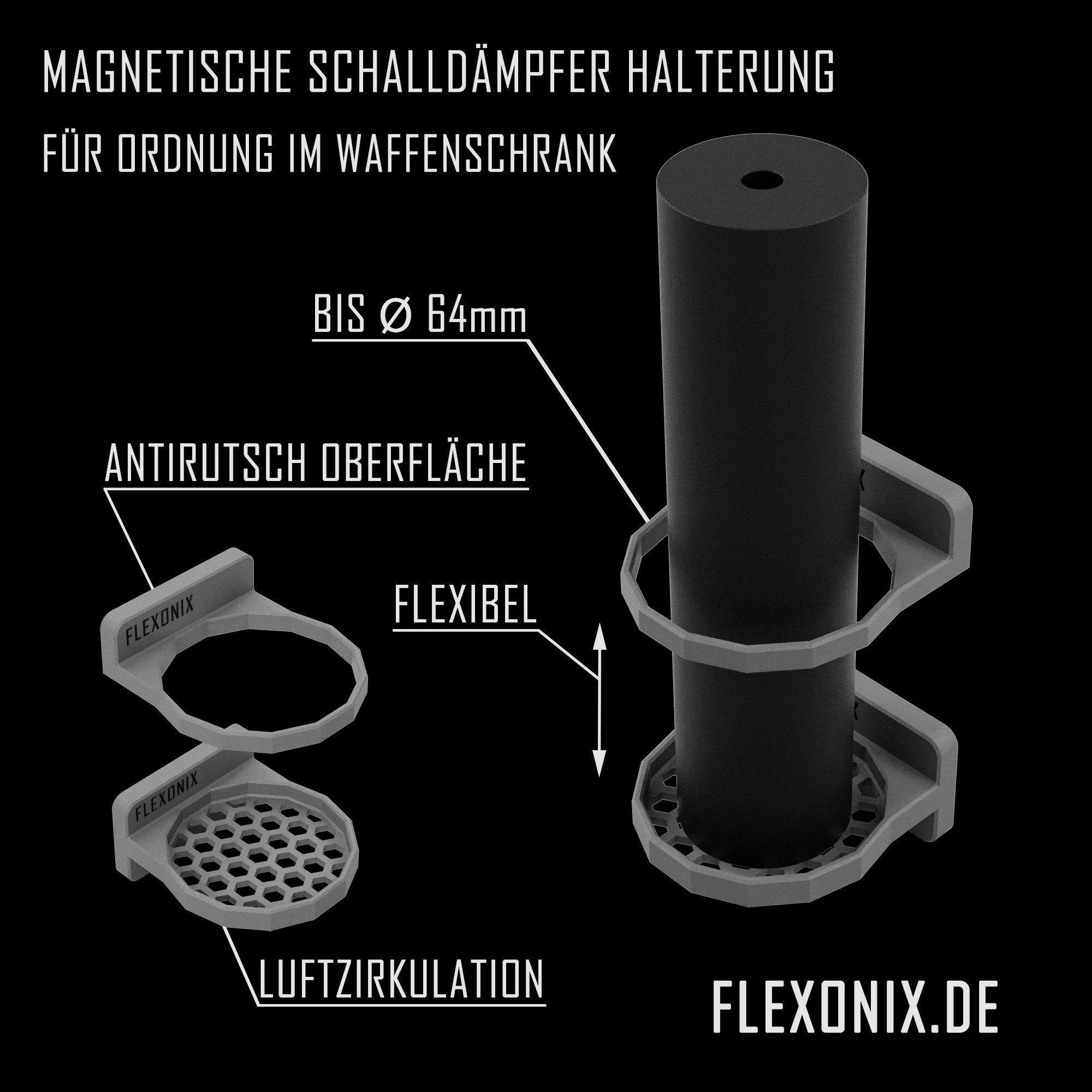Smarthome Schalldämpferhalter Magnetisch schwarz Jagdzubehör