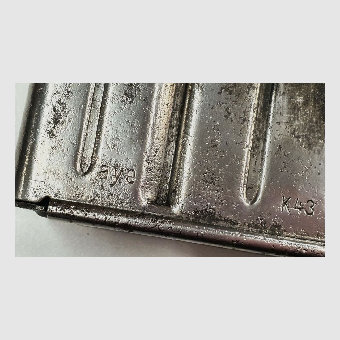 Olympia Büromaschinenwerke A.-G., Erfurt Mainzerhofplatz Seltenes Magazin für Gewehr 43 / Karabiner 43, G43 / K43 "aye"