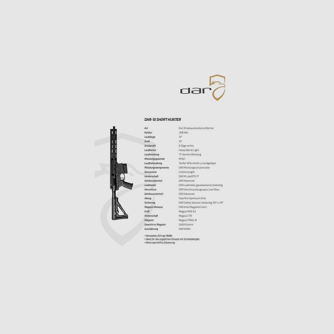 DAR-10 Short Hunter | AR10 – 12″