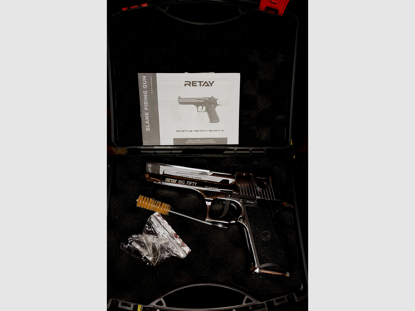 Retay Big Fifty Schreckschusspistole 9mm P.A.K. Chrom-Finish (PTB 1074) wie neu!