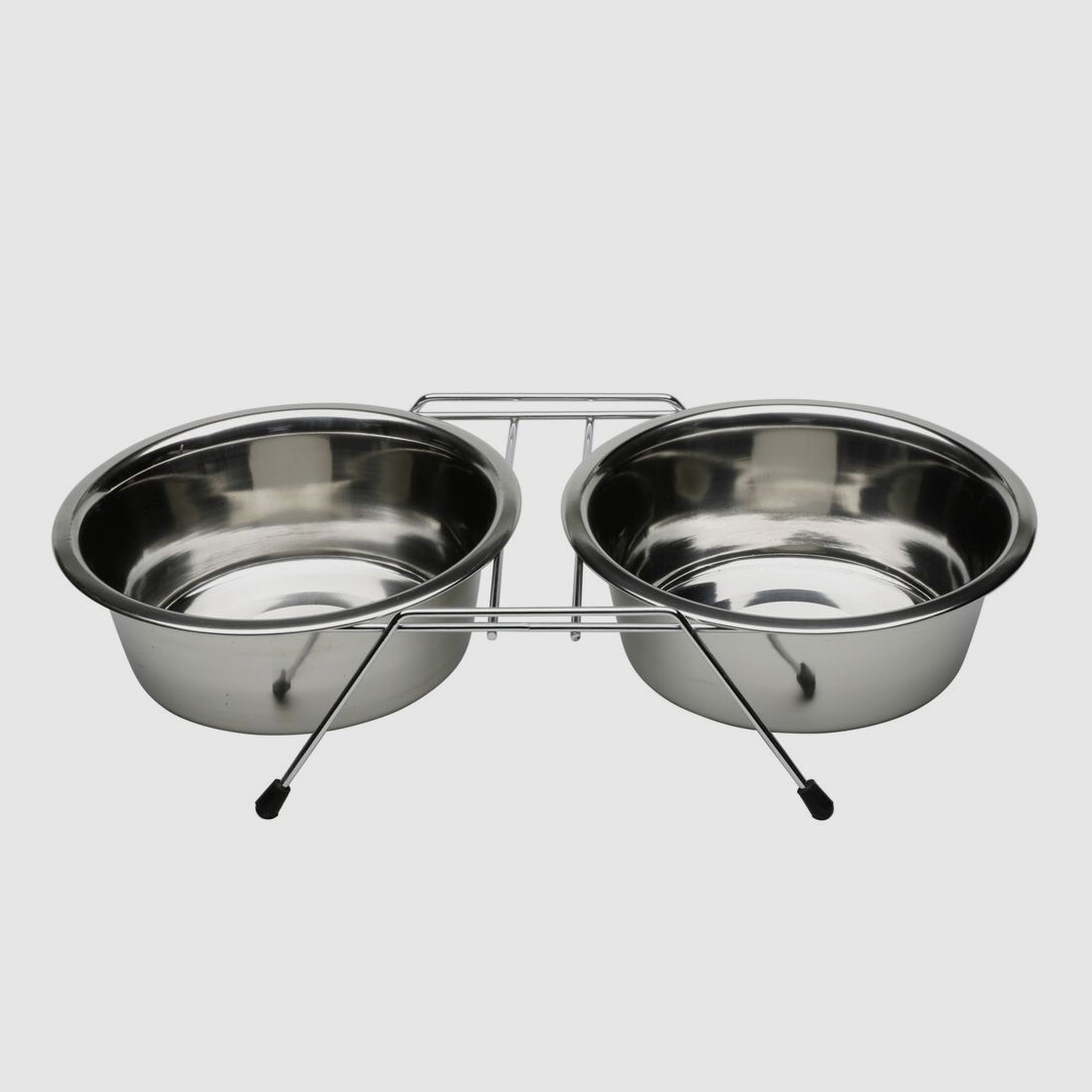 Heim Double bowl stand with chrome steel bowls
