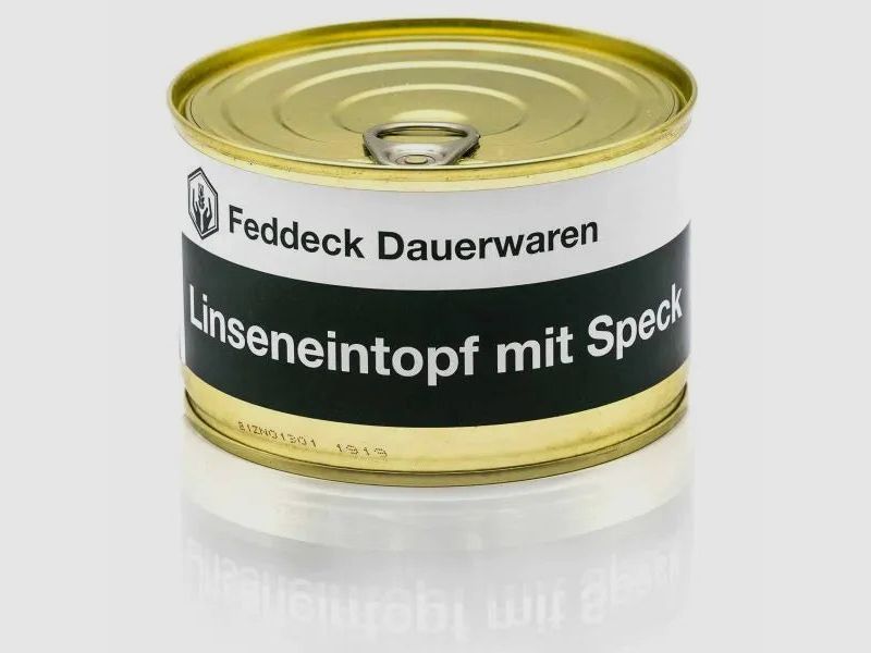 Feddeck Dauerwaren Fertiggericht Dose Linseneintopf mit Speck 400 g