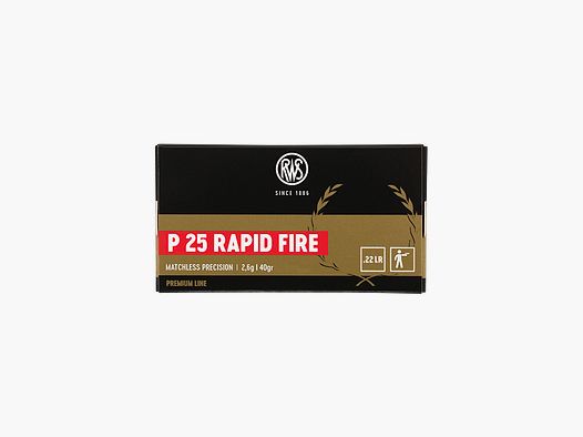 BOX MIT 50 PATRONEN RWS P25 RAPID'FIRE KAL.22LR 40GR