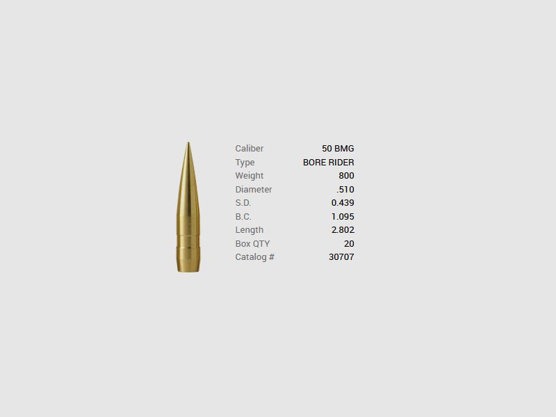 Barnes kogel .510 / .50 BMG 800GR Banded Solid LRS-BR 20 stuks
