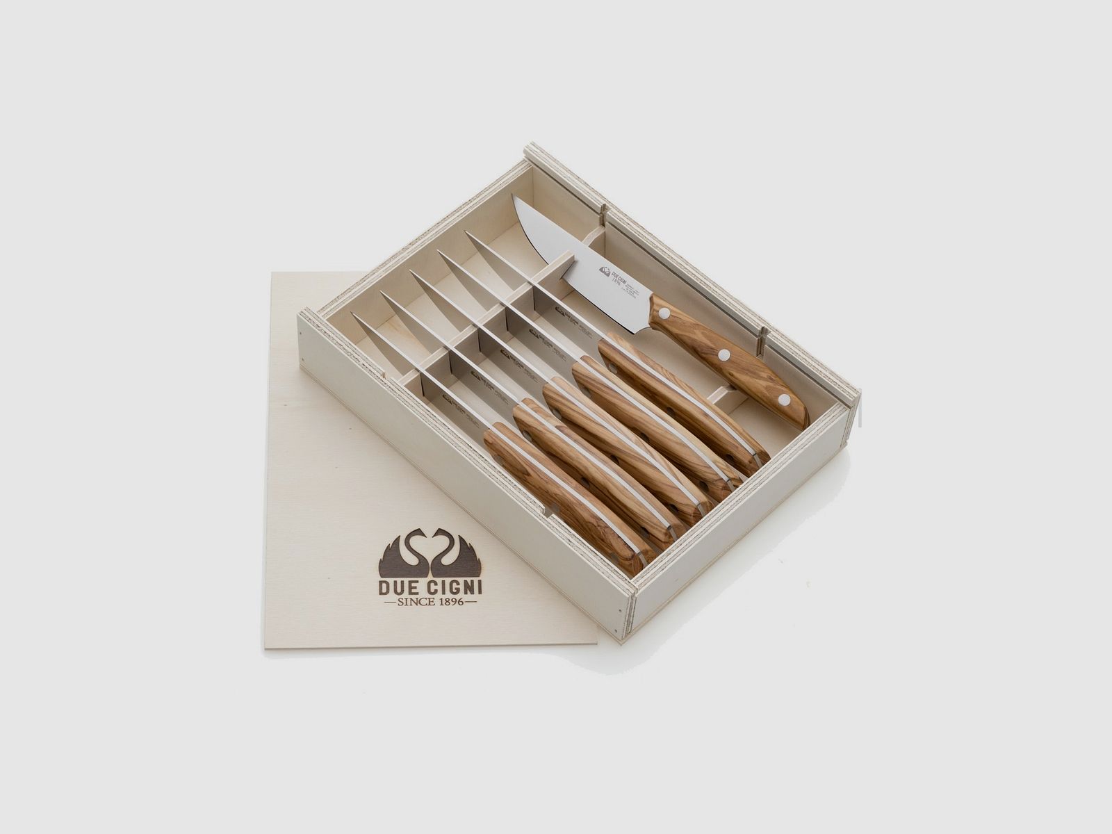 Due Cigni – 6-delige American steakset “Serie 1896” olijf, afbeelding 1 van 4