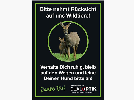 Hinweisschild Rücksicht auf Wildtiere!